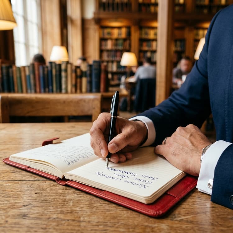 Signing a book